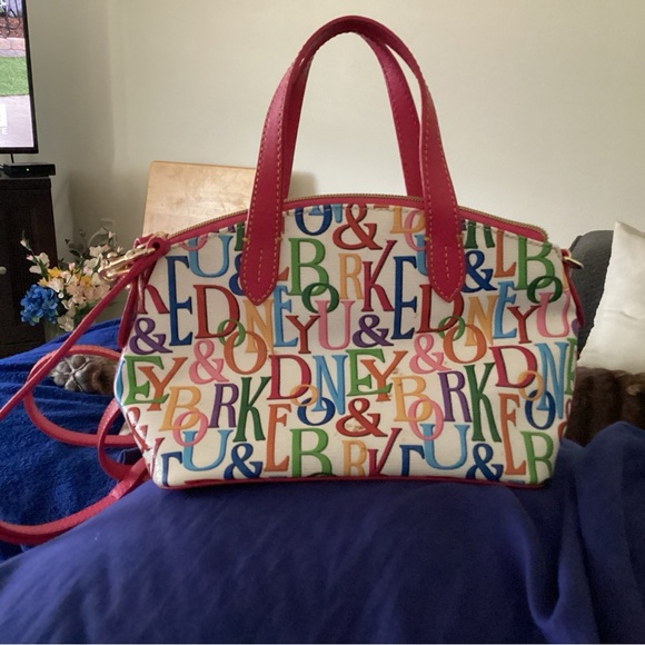 Dooney & Bourke Hot Pink Satchel Bag with Signature Pattern - Picture 3 of 5